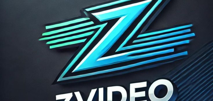 Modern and sleek 'ZVideo' logo featuring a dynamic stylized 'Z' in blue and teal gradients with a bold font on a dark background