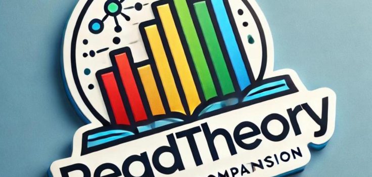 It captures a similar theme with a colorful bar graph representing progress and a modern, educational look for "ReadTheory