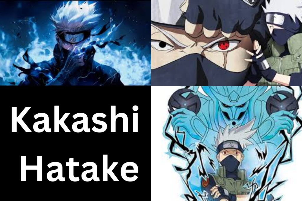 Kakashi Hatake with headband, mask, spiky hair, and kunai