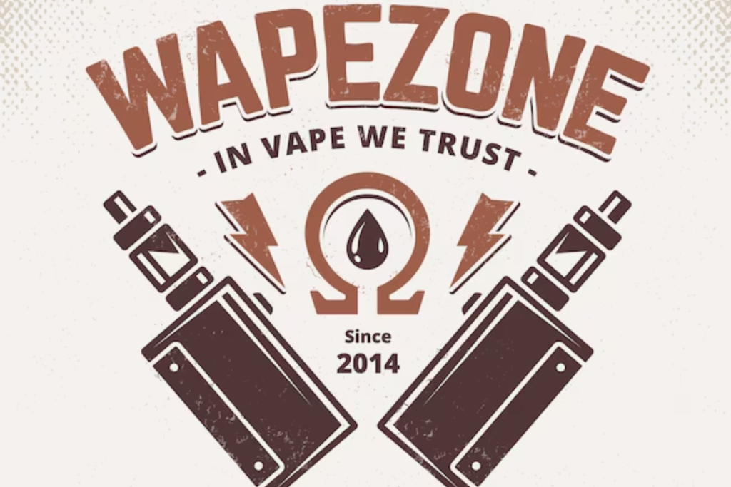 Logo for MyWape featuring two crossed vape devices with the text 'In Vape We Trust' and 'Since 2014' beneath a drop of liquid and electrical symbols