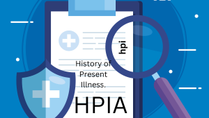 Doctor and patient discussing symptoms, illustrating the HPIA (History of Present Illness Assessment) in medical documentation