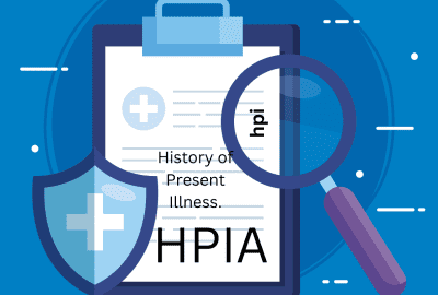 Doctor and patient discussing symptoms, illustrating the HPIA (History of Present Illness Assessment) in medical documentation