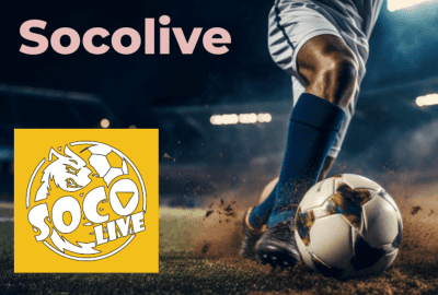 Screenshot of Socolive TV showcasing live sports streaming with the Socolive logo, featuring dynamic graphics and an intuitive layout."