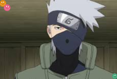 Kakashi Hatake with headband, mask, spiky hair, and kunai