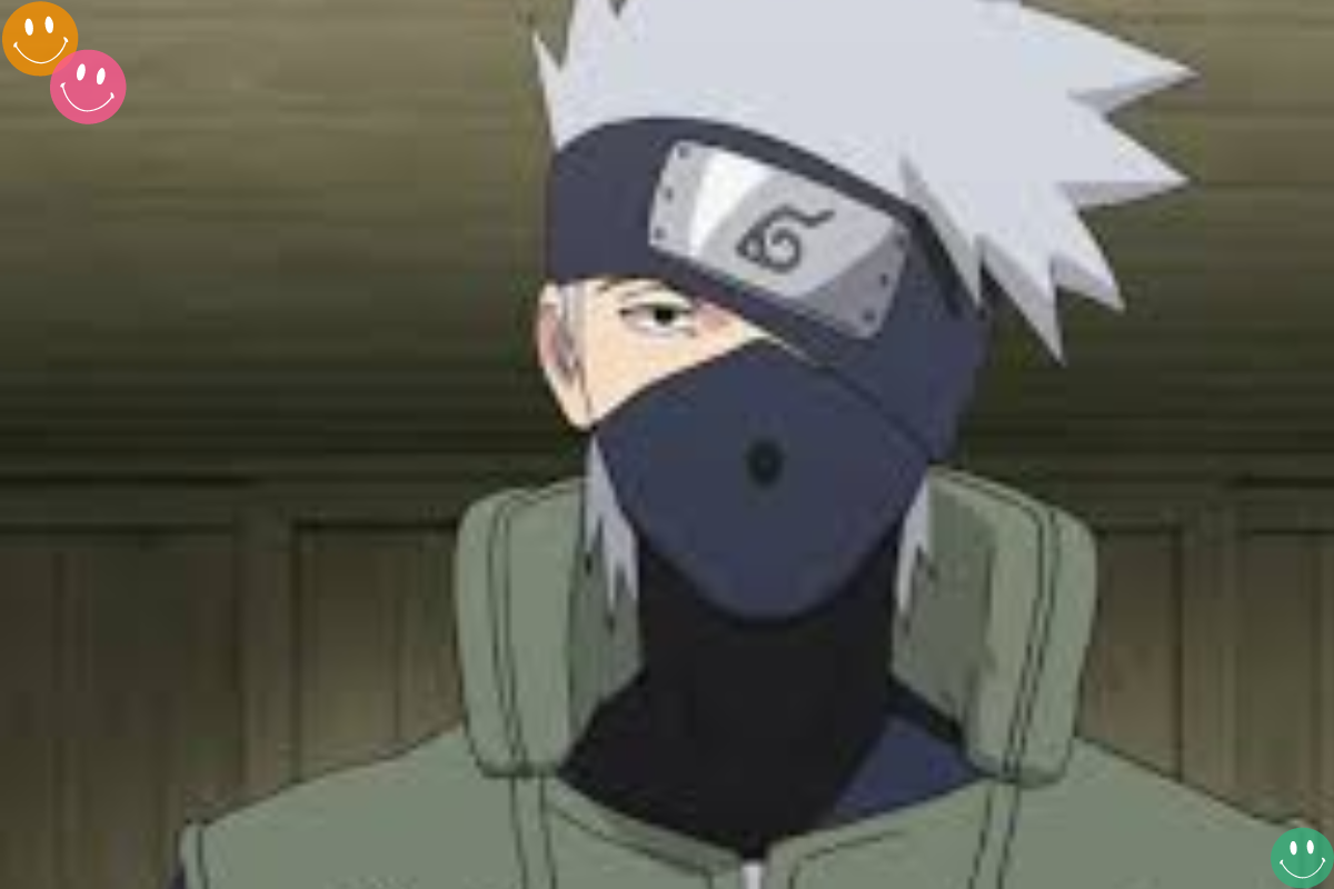 Kakashi Hatake with headband, mask, spiky hair, and kunai