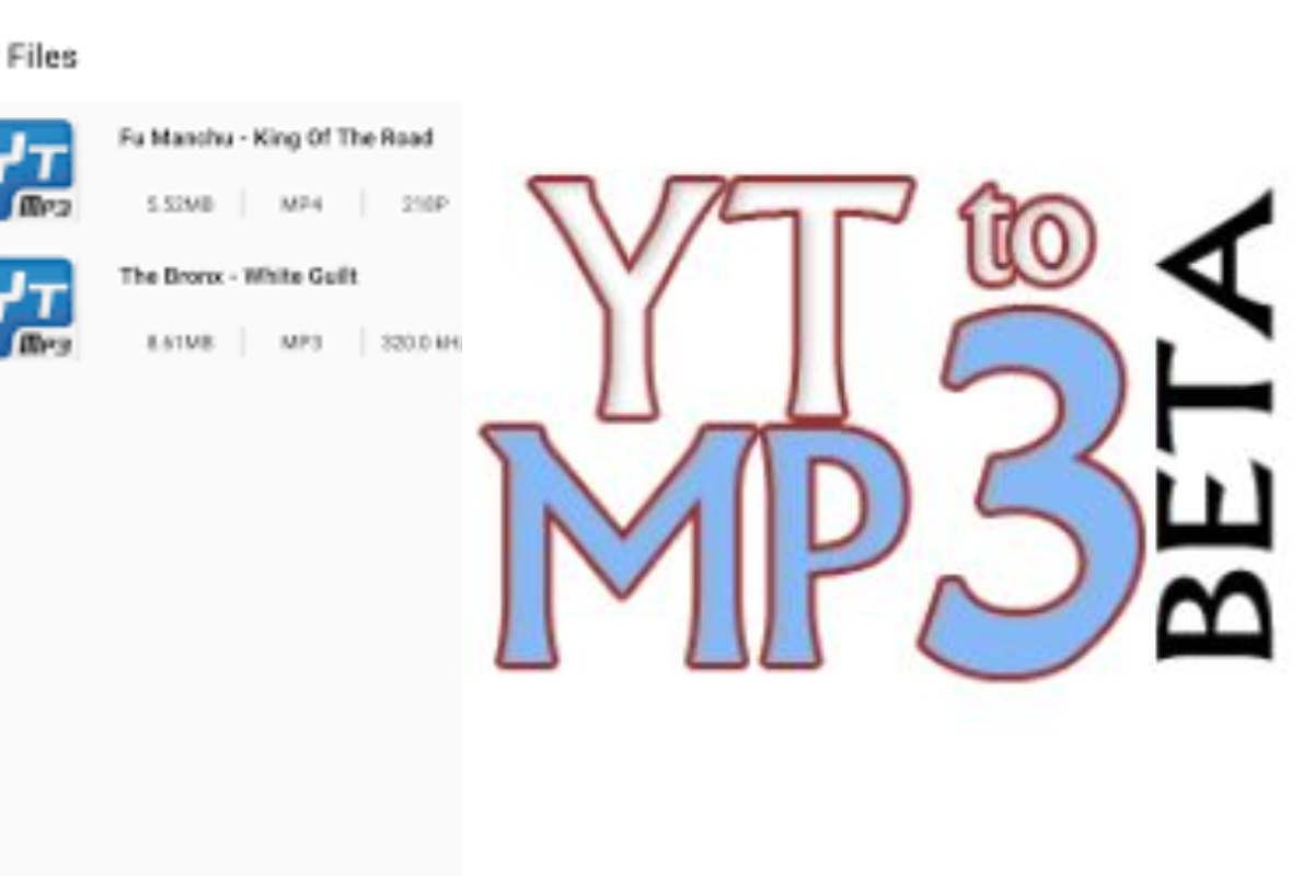 Logo of YT to MP3 Beta, with the text 'YT to MP3' in stylized red and blue letters, indicating a YouTube to MP3 conversion service in its beta version in Yttomp3