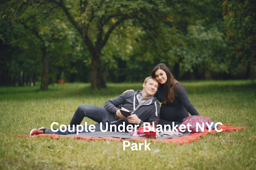 Exploring the charm of a Couple Under a Blanket in NYC Park, surrounded by nature and urban scenery